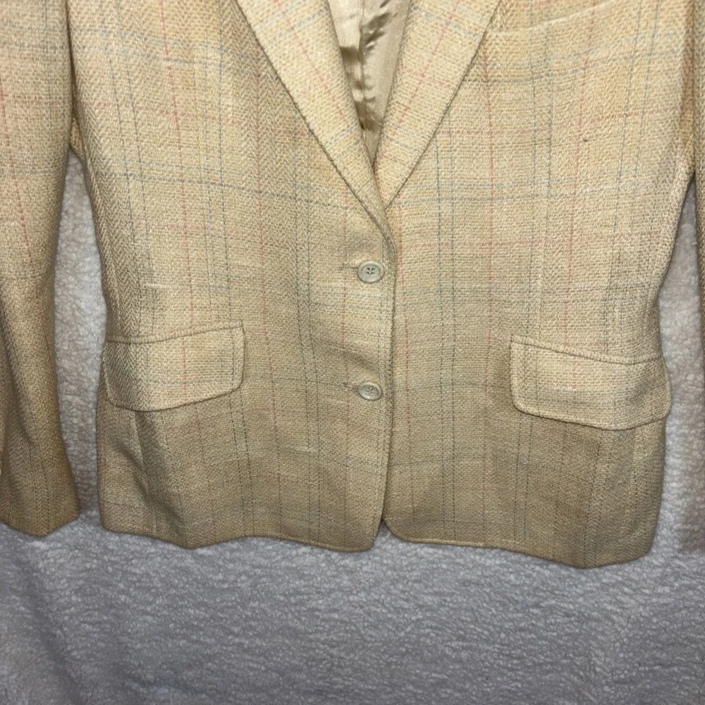 Vtg Country Britches Women Coat Size pit to pit 34Plaid Beige‎
